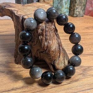 Silver Sheen Obsidian 14mm Crystal Bracelet